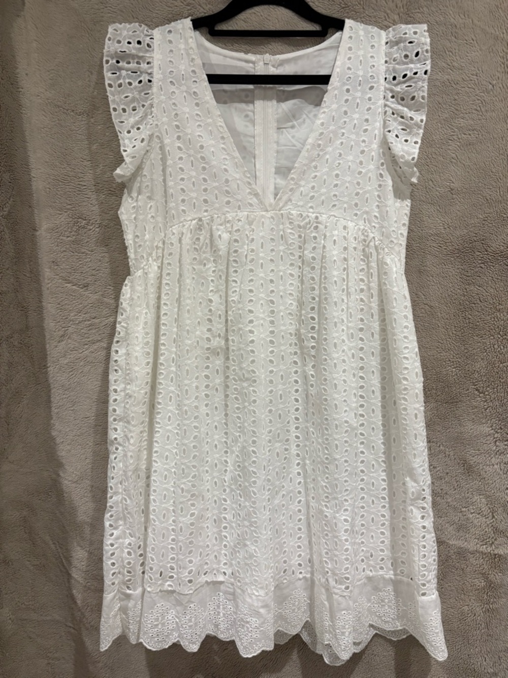 Mustard Seed XS White Eyelet Babydoll Dress Feminine Bridal Summer Cottagecore